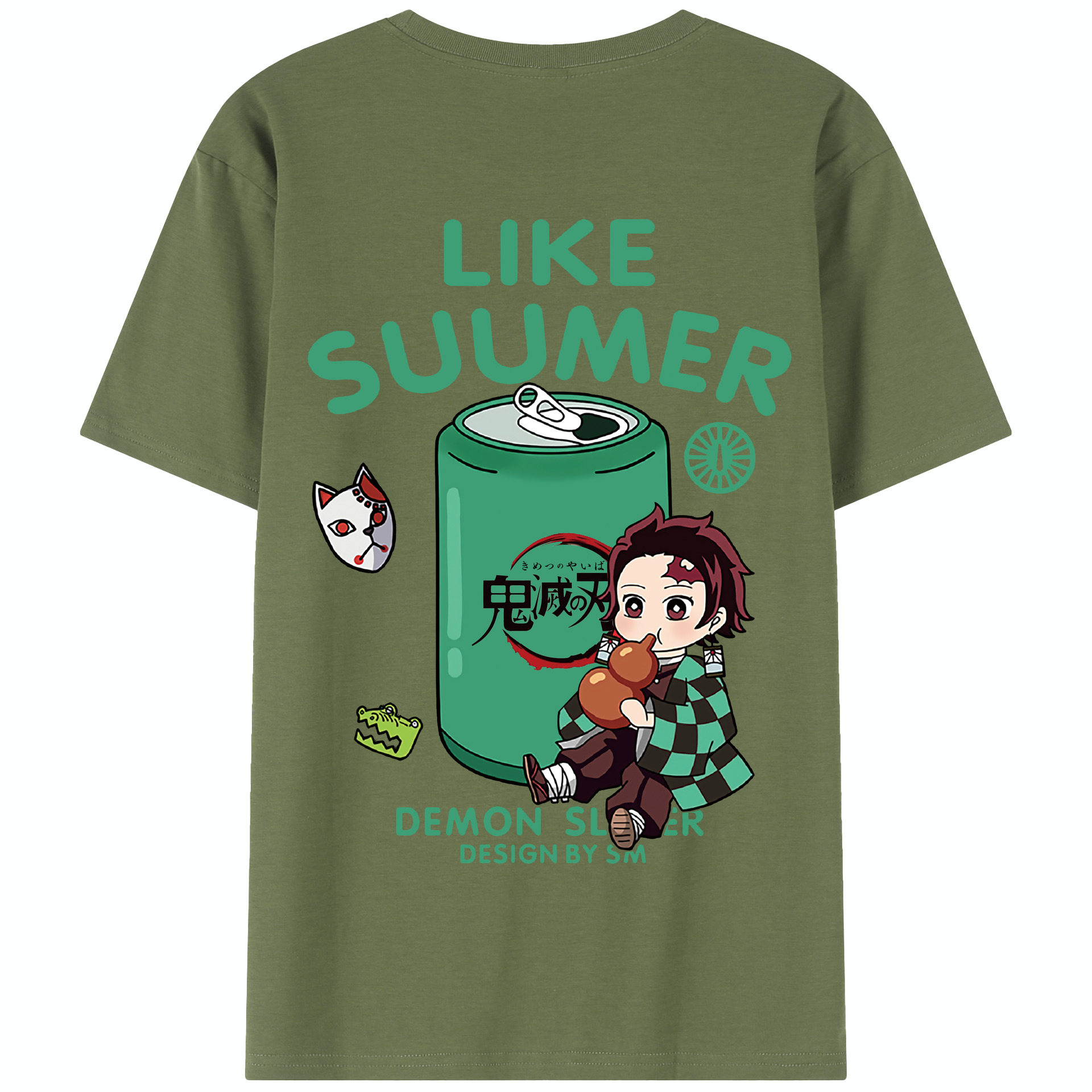 （画像用） 鬼滅の刃 竈門 炭治郎／かまど たんじろう Kamado Tanjirou 綿100％半袖Tシャツ（背面プリント）